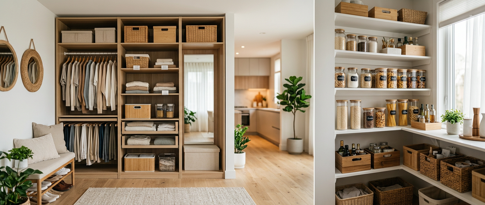 Beautifully organized modern home with curated closet and pantry systems